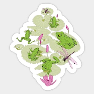 frog pond - green-pink Sticker